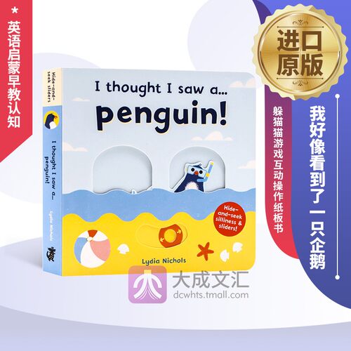I thought I saw a Penguin 英文原版 我好像看到了一只企鹅 躲猫猫游戏互动操作纸板书 英文版儿童英语启蒙早教认知 活动抽拉书