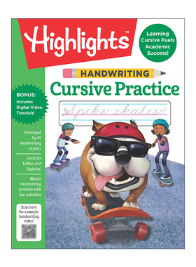 英文原版 Handwriting Cursive Practice Highlights Handwriting Practice Pads 英文书法 儿童连笔练习册 亮点儿童活动书