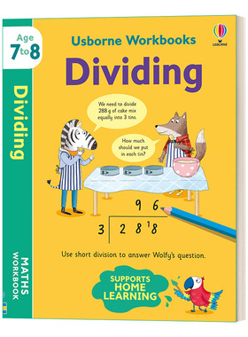 英文原版 Usborne Workbooks Dividing 7-8 尤斯伯恩除法练习册7-8岁 英文版 进口英语原版书籍