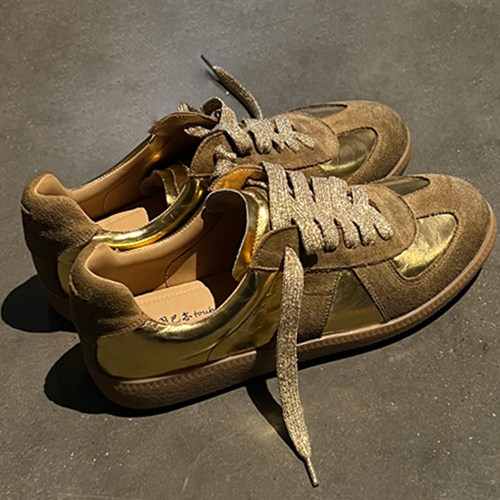 金色做旧女鞋图巴客手工