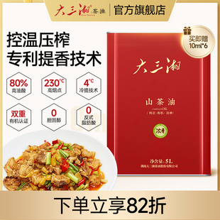 湖南茶油大三湘浓香有机山茶油压榨冷提高端烹饪家庭食用油5L