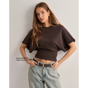 韩版大码女式套头短袖T恤简洁百搭纯色宽松上衣versatile T-shirt