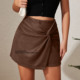 欧美堆褶不规则短裤 Suede twisted 麂皮绒扭结半身裙裤 half skirt