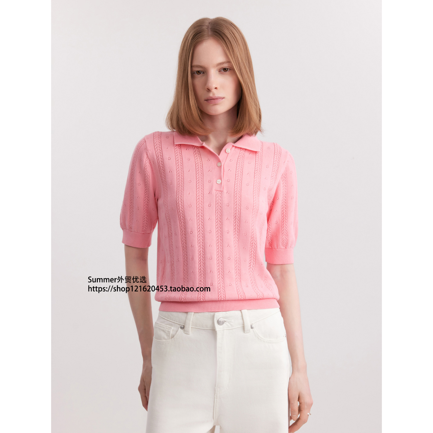 2026春欧美polo领短袖针织衫上衣