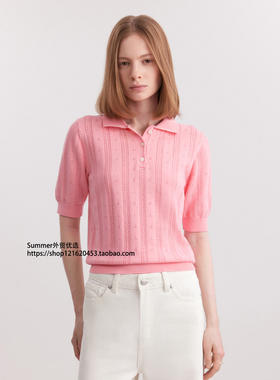 欧美polo领短袖毛衣2026春针织衫女 POLO collar knitted sweater