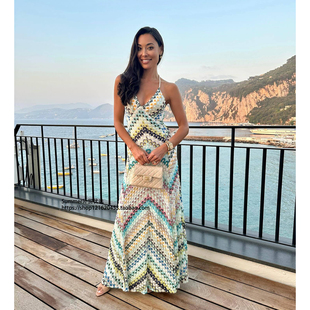 lace backless dress Crochet 性感蕾丝露背连衣裙手工勾织长裙女