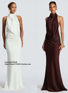 性感露背亮片收腰无袖连衣裙礼服长裙女 Sequined backless dress