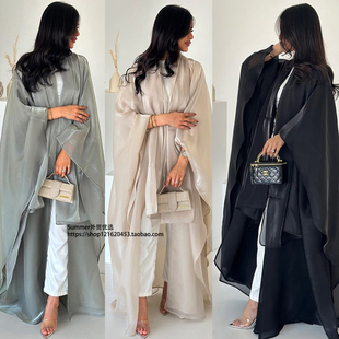 阿拉伯长袍中东迪拜蝙蝠袖 Robe 百合段亮闪连衣裙含头巾女Shining