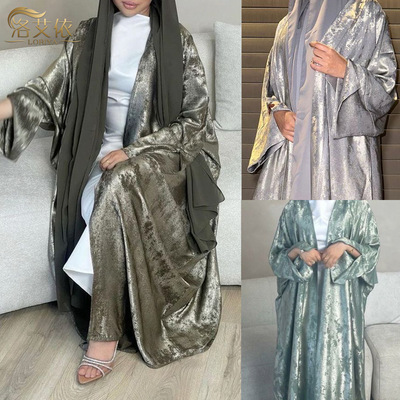 东南亚开衫纯色连袖中东宽松大袍