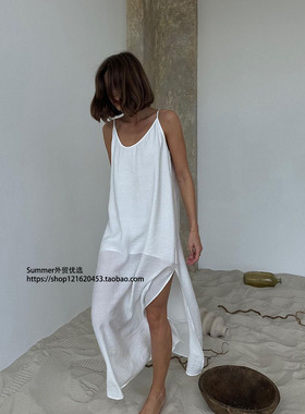 2025欧美吊带睡裙长裙舒适宽松长裙家居服 backless strap Dress