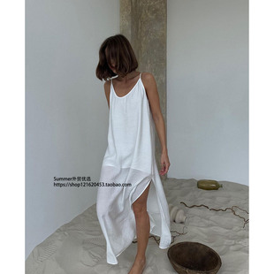 Dress strap 2025欧美吊带睡裙长裙舒适宽松长裙家居服 backless