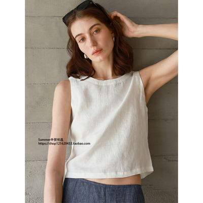 2025夏设计感亚麻无袖背心马甲女