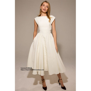 dress 小众礼服裙Backless 2025欧美春夏露背圆领无袖 背心裙女法式