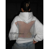 卫衣 Mesh backless 2025秋露背镂空网纱连帽衫 hooded sweatshirt