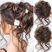 自然蓬松慵懒假发圈长须盘发假发包假发丸子头龙须 全店出厂价