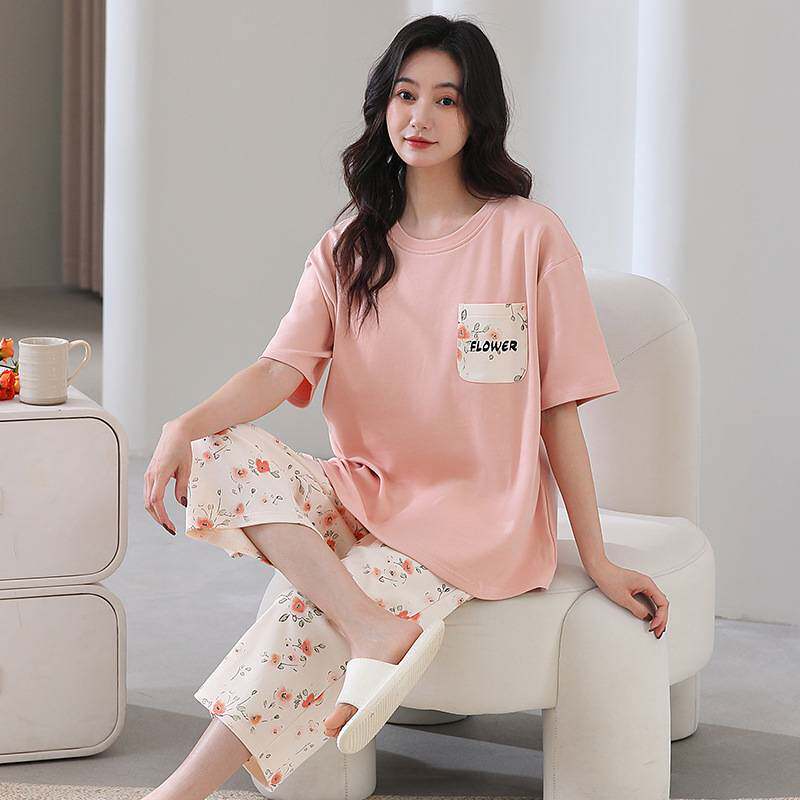 专柜官方睡衣女款2026新款夏季女士莫代尔棉短袖七分裤凉感薄款家