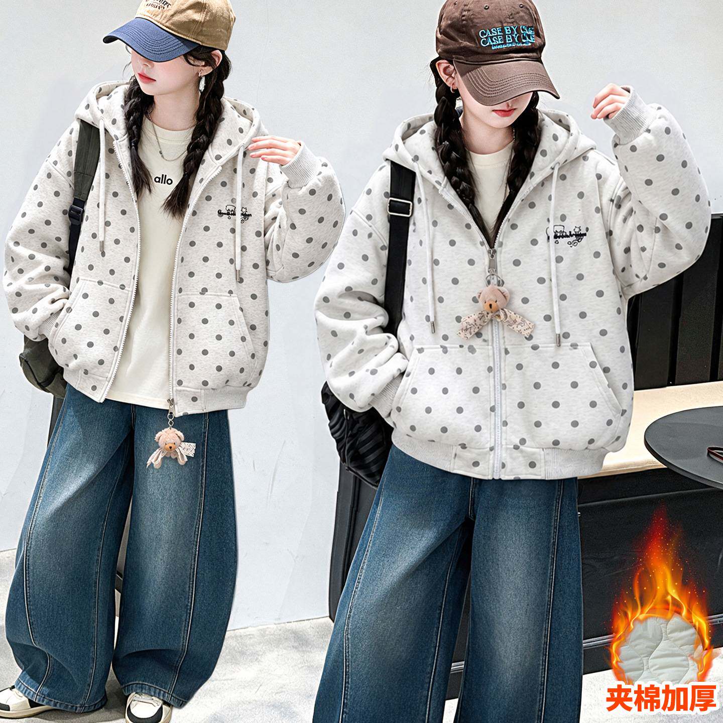 专柜品牌跨境女童棉服秋冬装2026新款儿童冬季外穿中大童连帽绗棉