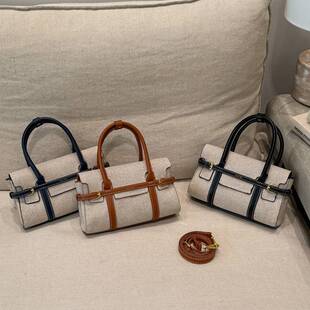 专柜品牌通勤撞色手提包2026新款时尚百搭女士斜挎包外出上班小拎