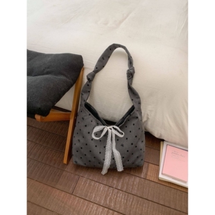 专柜品牌韩国小众波点帆布包包女2026新款洋气慵懒风托特包外出通