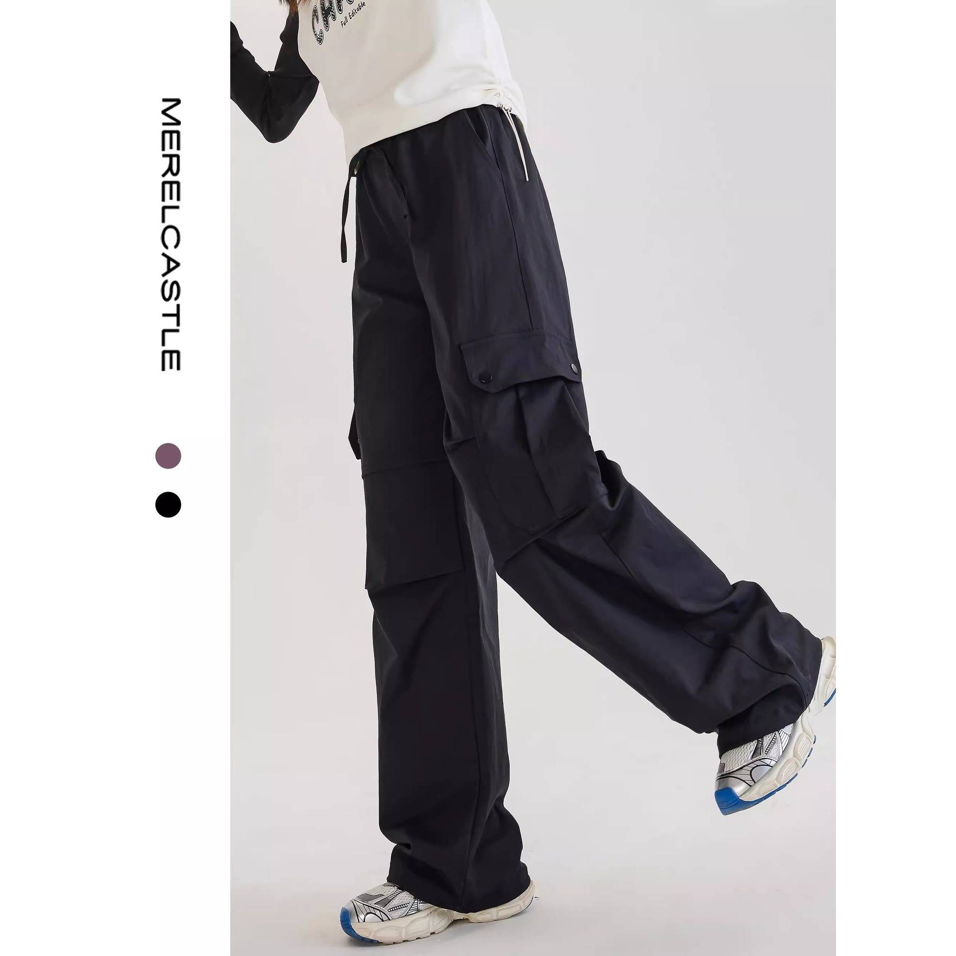 专柜品牌女童工装裤春秋款2025新款青少年女孩阔腿裤女大童初中生