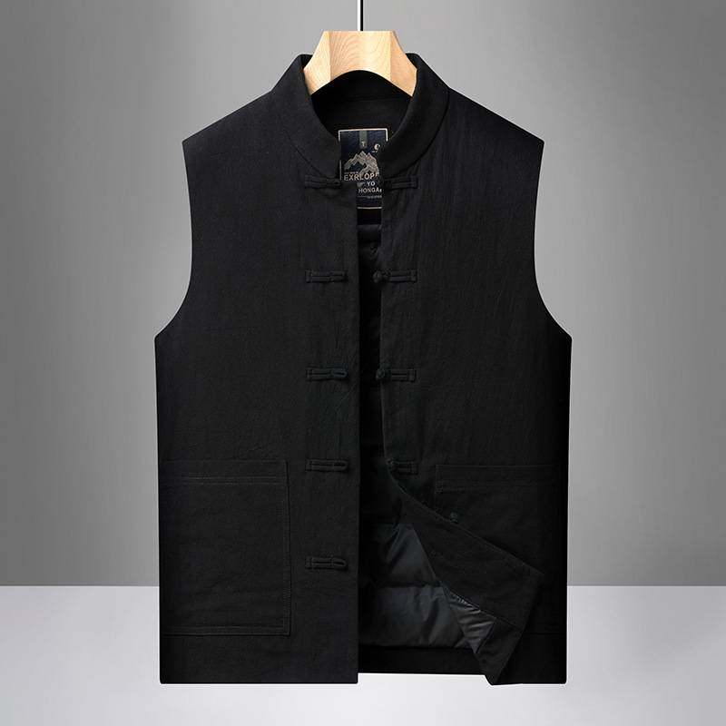 专柜品牌2025冬季新款羽绒马甲男青年休闲立领短款男士保暖中国风