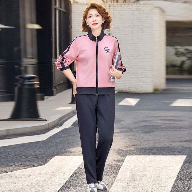 专柜品牌妈妈春装外套洋气新款中老年休闲运动服两件套装女春秋季