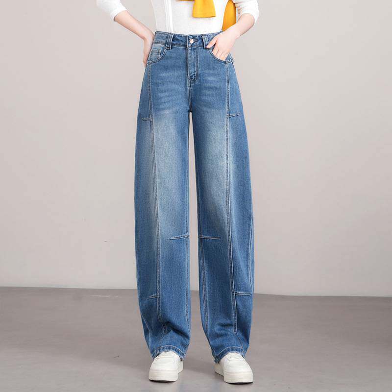 专柜品牌时尚阔腿弯刀牛仔裤女2026春季流行新款高腰宽松遮显瘦香