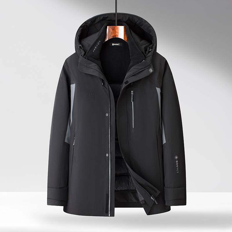 专柜品牌大牌秋冬男士连帽羽绒服立领鸭绒内胆可脱卸户外加厚保暖