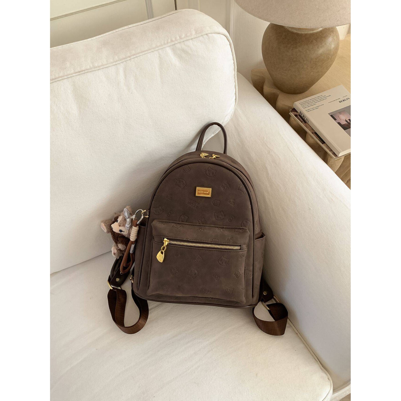 专柜品牌复古学院风女士双肩包2026新款麂皮韩版斜挎包学生上课通