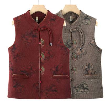 专柜品牌奶奶春秋马甲外穿薄款中老年人春装坎肩女妈妈背心马夹老