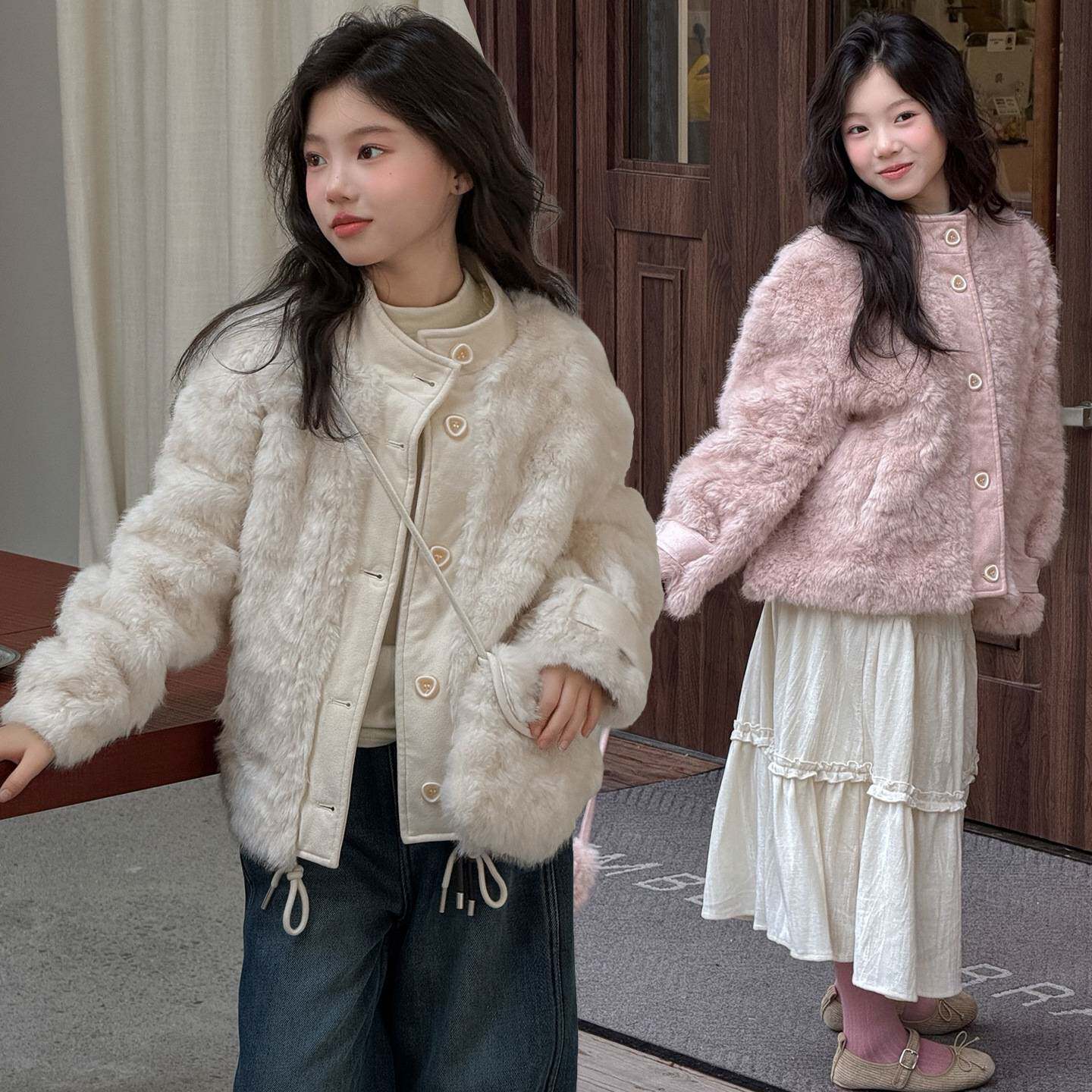 专柜品牌儿童装棉衣2026新款冬季女童加厚毛毛衣外套洋气时髦皮毛