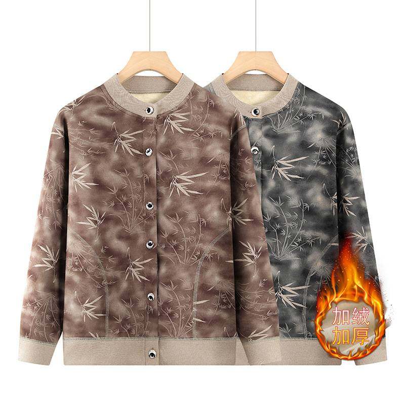 专柜品牌中老年妈妈女装秋冬针织衫加绒加厚毛衣2025早冬新款奶奶