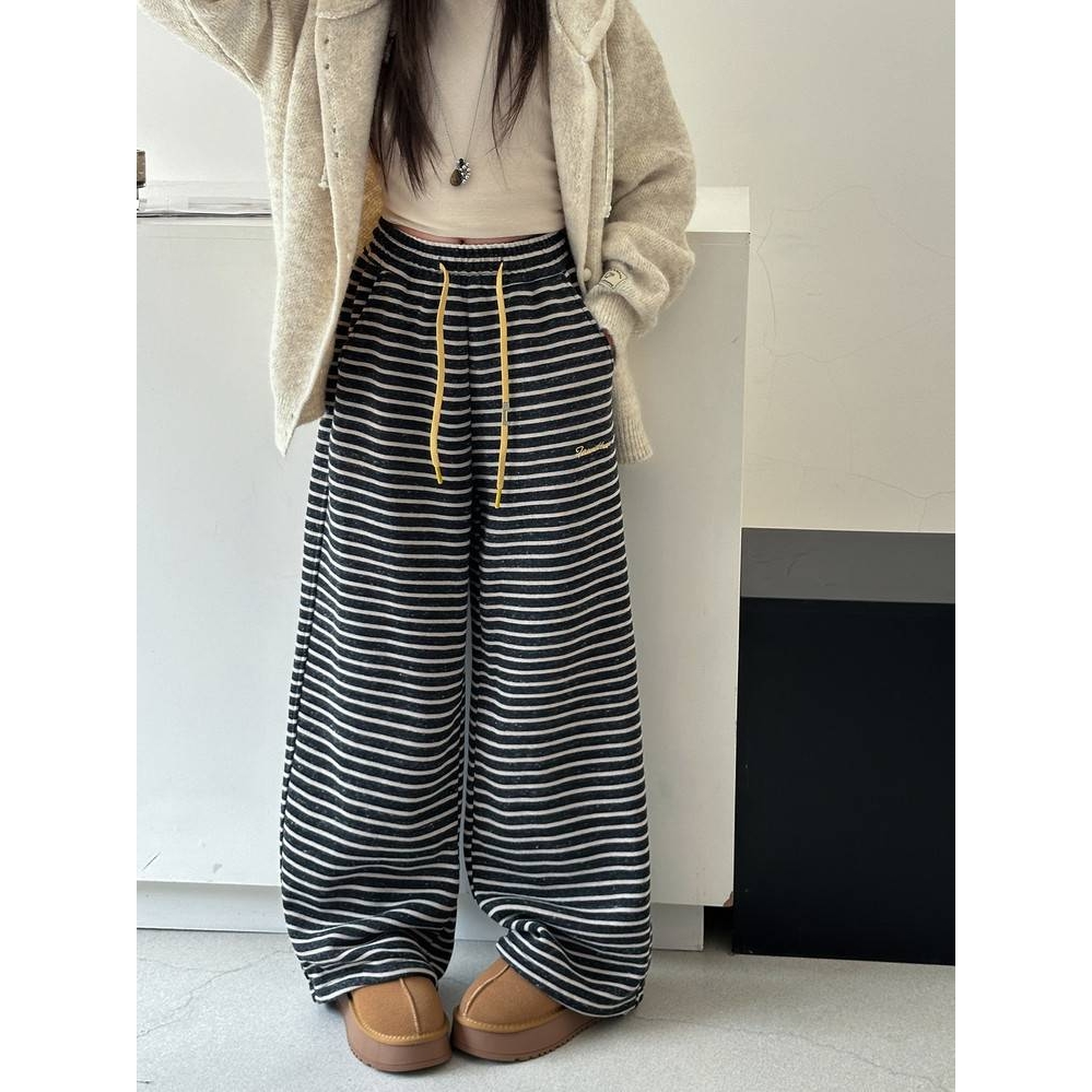 专柜品牌女童加绒裤子秋冬款2025新款洋气一体绒厚阔腿裤中大童女