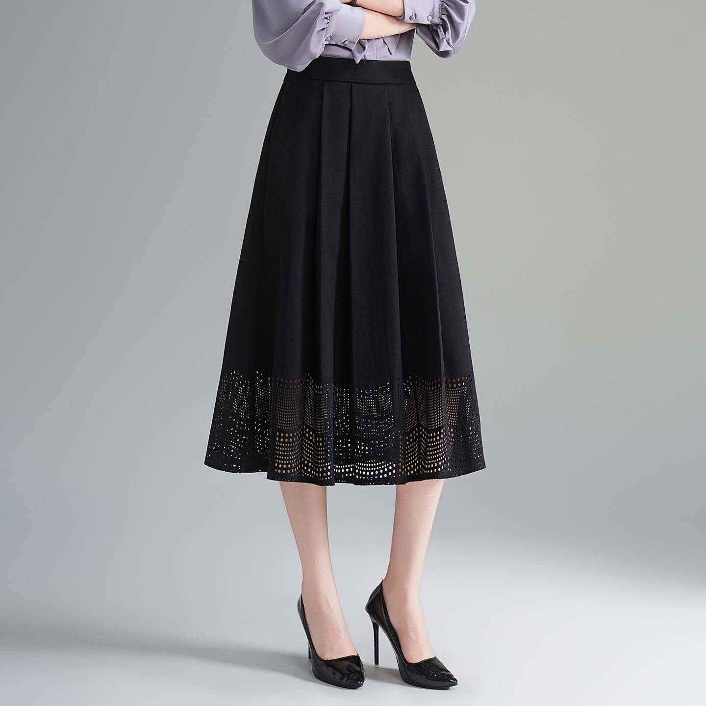 专柜品牌欧根纱半身裙女春秋2026新款高腰显瘦网纱A字裙中长款百