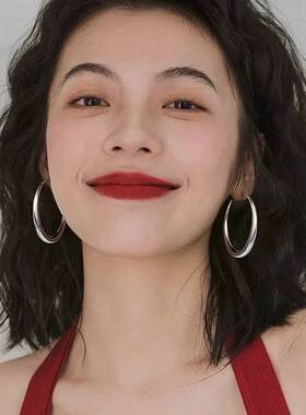 专柜官方银针法式耳圈耳环女气质圆环夸张大圈圈欧美网红耳环2026