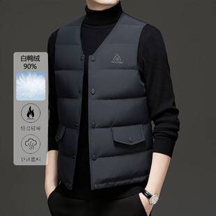 专柜品牌2025冬季新款羽绒马甲男青年休闲立领短款男士保暖纯色男