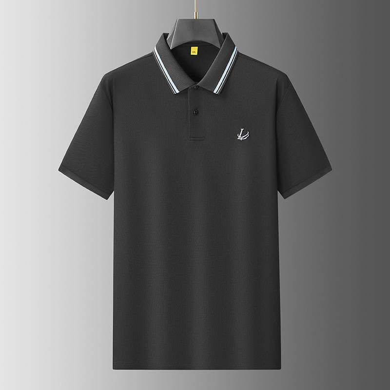 专柜官方胖子夏季薄款短袖T恤大码男装宽松商务翻领桑蚕丝polo衫