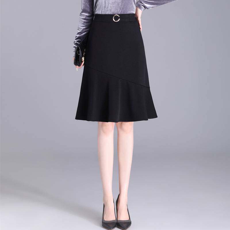 专柜品牌西装半身裙女春秋2026新款高腰显瘦荷叶边小个子鱼尾裙包