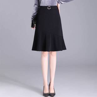 专柜品牌西装半身裙女春秋2026新款高腰显瘦荷叶边小个子鱼尾裙包