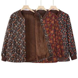 专柜品牌秋冬短款棒球服外套女士夹克新款中老年人妈妈加绒装休闲