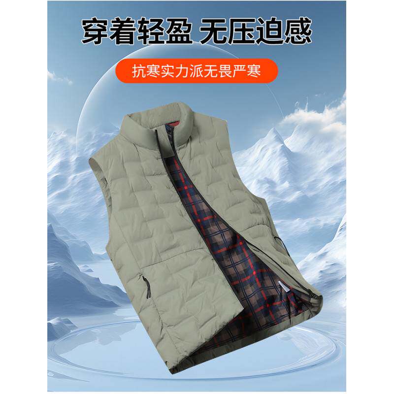 专柜品牌男士羽绒马甲冬季新款男装2025时尚商务休闲轻薄保暖羽绒