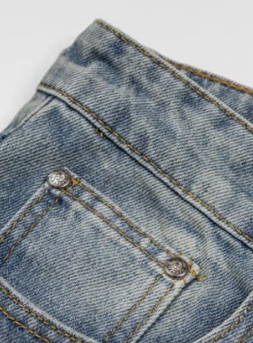 【老客入！大厂】 3-5天发货 情侣 十字拼皮水洗牛仔裤 NGA993