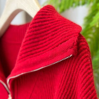 【老客入！大厂】5-7天发 新年红 半拉链羊绒宽松针织毛衣DLMZ130