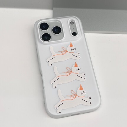 趣壳适用苹果17Pro/华为mate80/荣耀400Pro/小米15/OPPOFINDX9/VIVOX300卡通小猫手机壳珠光白iPhone13/14/16