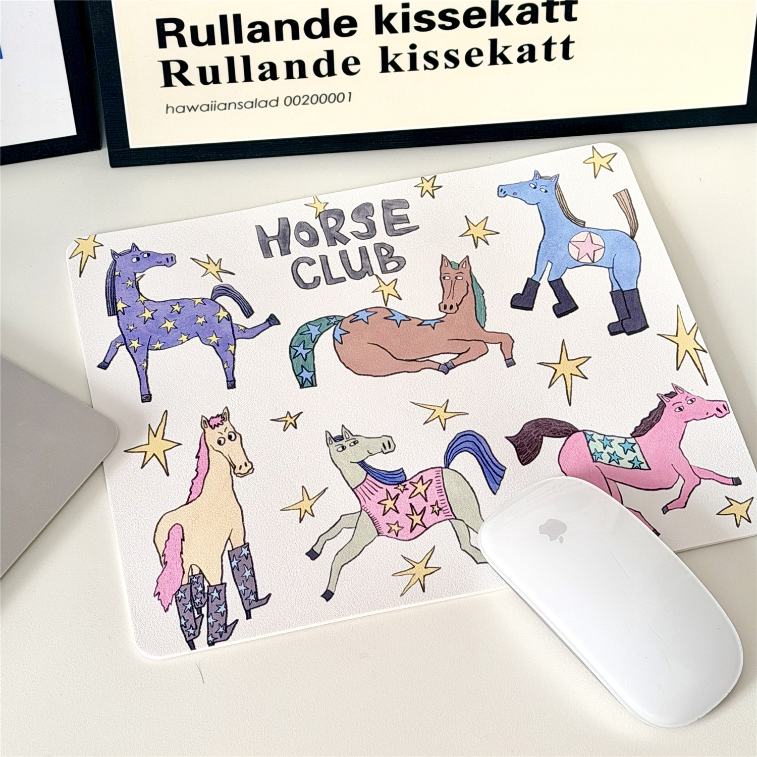 趣壳原创正版小马硅胶鼠标垫学生/办公桌垫 环保无味 防水防油污