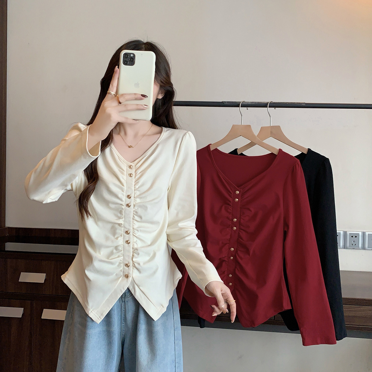 大码微胖休闲长袖T恤女春季