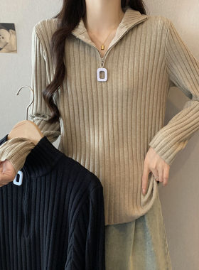 秋季韩版复古chic针织衫打底上衣休闲慵懒风遮肚子大码胖MM毛衣女