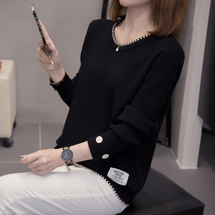 大码2025新款圆领韩版打底针织衫女秋冬胖mm显瘦宽松套头毛衣上衣