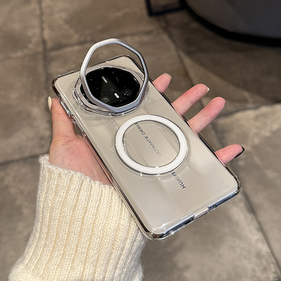 适用于华为Mate70rs手机壳新款透明磁吸金属镜头支架华为mate70rs非凡大师保时捷保护套简约高端全包硬壳超薄