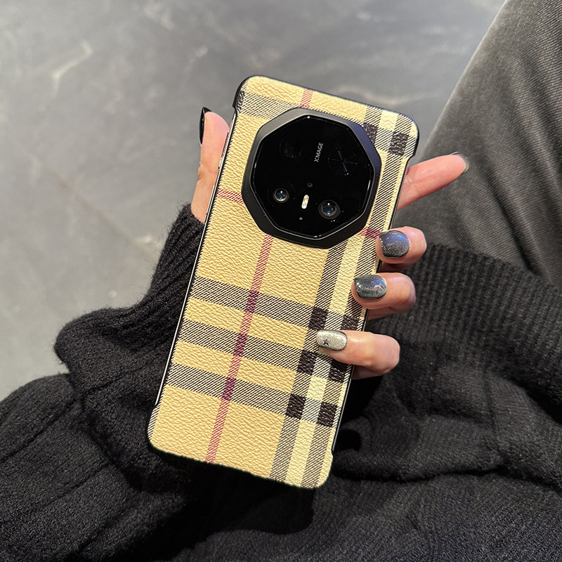 适用于华为Mate70rs手机壳新款精选高端素皮华为mate70rs非凡大师保时捷保护套简约英伦风格子全包防摔超薄